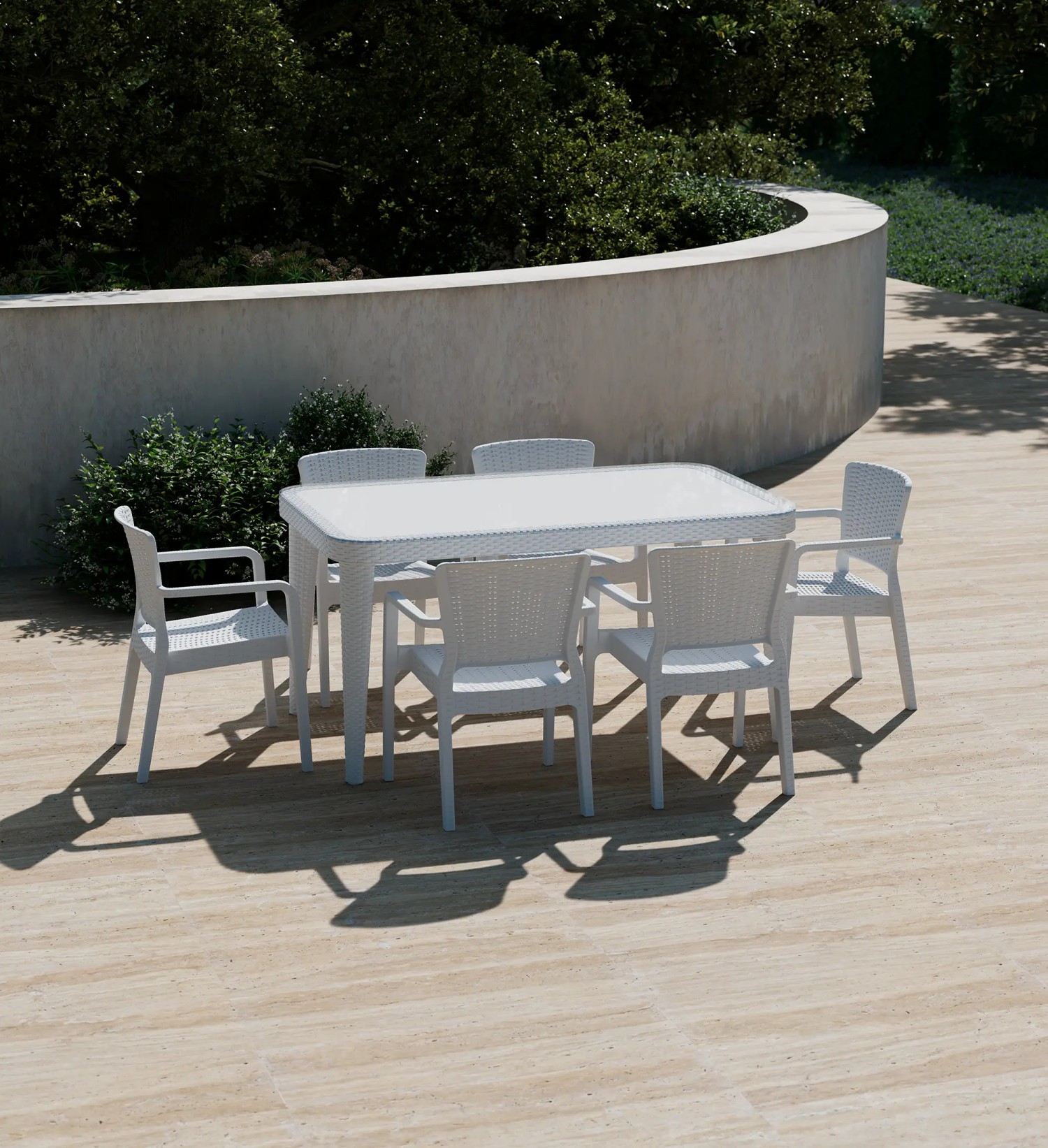 Rattan Dokulu Osaka Masa 90x150 cm - Dış Camlı Bahçe ve Balkon